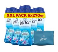 Lenor Profumatore Bucato Lavatrice Risveglio Primaverile, 6×270gr + Omaggio | Intensificatore di profumo, mega formato con Pochette in Regalo
