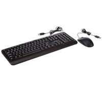 Lenovo 160 Combo tastiera e mouse con cavo, esoscheletro impermeabile, tasti a prova di schizzi, mouse di dimensioni complete da 1600 dpi, rotella di scorrimento antiscivolo, supporto