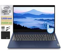 Lenovo 2021 IdeaPad 3 Computer portatile touchscreen HD da 15,6 pollici, Intel i3-10110U dual-core fino a 4,1 GHz (Beats i5-7500U), RAM DDR4 da 12 GB, SSD PCIe da 256 GB, webcam, WiFi 5, cavi Windows