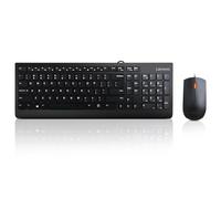 Lenovo 300 USB Combo, tastiera e mouse cablati full-size, ergonomico, mouse destro o sinistro, mouse ottico, GX30M39606, nero