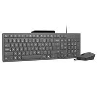 Lenovo 310 USB-A Combo tastiera e mouse con cavo (Sensore ottico rosso, 2000 dpi, 3 pulsanti, Scroll, tastiera resistente agli spruzzi, supporto per cellulare, USB-A) QWERTY spagnolo - grigio