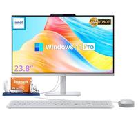 Lenovo A100 Computer desktop FHD All-in-One da 23,8", processore Intel N100, 16 GB RAM, SSD da 512 GB, Windows 11 Pro, Wi-Fi 6, Bluetooth, webcam integrata, HDMI, tastiera e mouse cablati, PC AIO