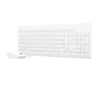 Lenovo Combo wireless 510 con ricevitore USB da 2,4 GHz, tastiera slim full size, pad numerico completo, mouse ottico da 1200 DPI, mano sinistra o destra, GX30W75336, bianco