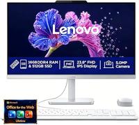 Lenovo Computer desktop FHD All-in-One da 24", 32 GB di RAM, SSD da 1 TB, CPU Intel 13th 8 Core i3 (Beat 11th i5), tastiera e mouse, Windows 11, a vita Office 365 per il Web
