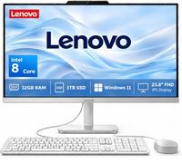 Lenovo Computer desktop FHD All-in-One da 24", 32 GB di RAM, SSD da 1 TB, CPU Intel 13th 8 Core i3 (Beat 11th i5), tastiera e mouse, Windows 11, a vita Office 365 per il Web