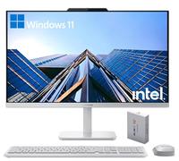 Lenovo Computer desktop FHD All-in-One da 24 pollici per casa e ufficio, processore Intel, 32 GB di RAM, SSD PCIe da 2 TB, Vent-Hear, WiFi 6, Bluetooth 5.2, HDMI, Business AIO, tastiera e mouse
