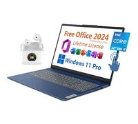 Lenovo Computer portatile da 15,6 pollici, Microsoft Office 2024 gratuito con licenza a vita, touchscreen FHD, Intel 10-Core i5-1235U 4,4 GHz, WiFi 6, 8 GB di RAM, SSD da 256 GB, durata della batteria