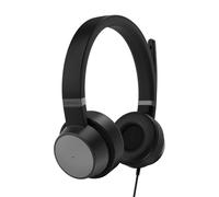 Lenovo Cuffie Go con cavo On Ear con Microfono - Cancellazione Attiva del Rumore ANC - Certificate Microsoft Teams - Cavo USB-C e adattatore USB-A - Nero