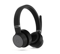 Lenovo Cuffie Go Wireless On Ear con Microfono - Cancellazione Attiva del Rumore ANC - Certificate Microsoft Teams - Multidevice - Bluetooth - Cavo USB-C - Ricaricabile con base di ricarica - Nero