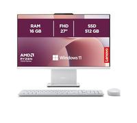 Lenovo IdeaCentre Computer desktop All-In-One, Display 27" FHD, AMD Ryzen 5 7535HS, 512GB SSD, RAM 16GB, Base di ricarica smartphone wireless, Speakers, WiFi 6, Windows 11 H, Tastiera + Mouse Wireless