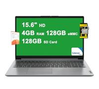 Lenovo IdeaPad 1 - Computer portatile da 15,6" HD antiriflesso Intel Celeron N4500 4 GB RAM 128 GB eMMC + scheda SD da 128 GB USB-C Privacy Camera Batteria a lunga durata Microsoft365 (1 anno) Win11