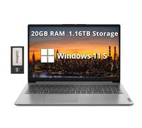 Lenovo IdeaPad 1 - Computer portatile HD da 15,6", Intel Pentium Silver N6000, 20 GB di RAM, 1,16 TB di memoria (SSD da 1 TB+set docking station da 160 GB), grafica Intel UHD, Num Pad, webcam, Office