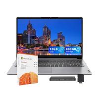 Lenovo IdeaPad 1 - Computer portatile HD da 15,6" per studenti e aziende, Intel Celeron N4500, 12 GB di RAM, SSD da 512 GB+128 GB eMMC, tastiera full-size, WiFi 6, 1 anno Office 365, Win 11, set
