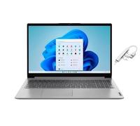 Lenovo IdeaPad 1i - Computer portatile Full HD da 15,6", Intel Core i5-1335U, grafica Intel Iris Xe, webcam, Copilot, grigio, 16 GB di RAM, SSD da 256 GB, Windows 11 Home, bundle con hub USB 3.0