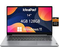 Lenovo Ideapad 1i Laptop (14 pollici HD antiriflesso N4020, 4 GB di RAM, 128 GB di memoria (64 GB eMMC + scheda SD IST da 64 GB)) laptop scolastico, per bambini e istruzione, webcam, Wi-Fi