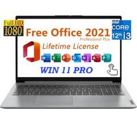 Lenovo Ideapad 1i Laptop Business Studente 15.6 Pollici FHD Touch Screen con Lifetime Office 2021 Intel Core i3-1215U Webcam WiFi 6 Tipo C Windows 11 ProCloud Grigio (40GB RAM I 1TB SSD)