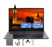 Lenovo IdeaPad - Computer portatile da 15,6" HD, Intel Pentium Silver N6000, 12 GB di RAM, SSD da 512 GB, webcam 720P, Office 365 di 1 anno, Dolby Audio, WiFi 6, grigio, Win 11 S, set di docking