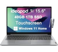 Lenovo IdeaPad - Computer portatile touchscreen FHD da 15,6", RAM da 40 GB, SSD da 1 TB, Intel 6-Core i3-1215U (> i5-1135G7), cornice stretta, webcam, batteria a lunga durata 10 ore, Wi-Fi 6, hub IST,