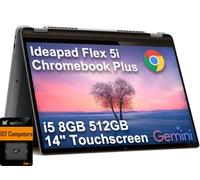 Lenovo IdeaPad Flex 5i Chromebook Plus - Computer portatile 2 in 1 (touchscreen FHD+ da 14", Intel 10-Core i5-1334U, 8 GB di RAM, 512 GB di memoria (256 GB + 256 GB IST SD)) Business, casa, studenti