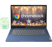 Lenovo IdeaPad Slim 3, 14" FHD IPS Touchscreen Chromebook Laptop, Processore MediaTek Kompanio 520 8-Core, 4 GB RAM 320 GB di memoria (64 GB eMMC + scheda SD da 256 GB), Chrome OS, auricolari PLUSERA,