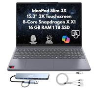 Lenovo IdeaPad Slim 3X Home Student Business Laptop 2025, 15.3" 2K (1920x1200) Touchscreen, Snapdragon 8-Core X X1-26-100, 16GB LPDDR5x RAM, 1TB SSD, FPReader, Wi-Fi 7, Webcam, Copilot Windows 11