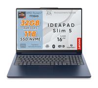 Lenovo Ideapad Slim5 Pc Portatile, Notebook Amd Ryzen7 7735HS, 32GB RAM DDR5, SSD 1TB (2 x 512Gb), Display 16" WUXGA IPS FHD+, Laptop con Win11 Pro, Wi-Fi 6, Usb Thunderbolt, Tastiera Retroilluminata