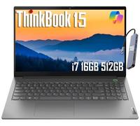 Lenovo Laptop aziendale ThinkBook 15 Gen 4 (FHD da 15,6 pollici, Intel 10-Core i7-1255U di 12a generazione, 16 GB di RAM, SSD 512 GB), webcam 1080p, impronte digitali, scheda SD IST, Wi-Fi 6,