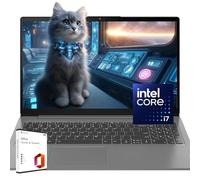 Lenovo Laptop IdeaPad 15.6 FHD con licenza a vita Microsoft Office, Intel Core i7 basato su AI, batteria a lunga durata, KB retroilluminato, lettore di impronte digitali, con pacchetto WOWPC, Win 11