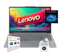 Lenovo Laptop sottile da 15,6" 2K con Microsoft 365 di 1 anno, memoria da 1,1 TB (SSD da 128 GB e archiviazione cloud da 1 TB), Intel 4-Core N100 fino a 3,4 GHz, memoria DDR5 da 4 GB, WiFi 6, batteria