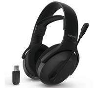 Lenovo Legion H410 - Cuffie da gioco senza fili, Bluetooth o connessione USB-A 2,4 GHz, leggero 304 g, cuffie regolabili, microfono flip-to-mute, suono coinvolgente, nero, set gamer casa e ufficio