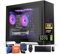 Lenovo Legion Tower 5 (2025) Computer desktop da gioco 30L, NVIDIA RTX 5070 12 GB GDDR7, AMD Ryzen 7 7700X (fino a 5,4 GHz), 64 GB DDR5 5600 MT/s, SSD da 4 TB, ventole ARGB, Windows 11 Pro, accessori