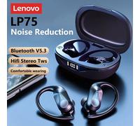 Lenovo LP75 Ture Cuffie senza fili TWS Bluetooth 5.3 Riduzione del rumore Sport Gancio per l'orecchio HiFi Stereo Auricolari da gioco impermeabili