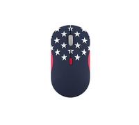 Lenovo Mouse silenzioso Bluetooth 350 (Fan Edition), design ergonomico ambidestro wireless, Bluetooth 5.3, DPI regolabile fino a 2400, durata della batteria 36 mesi, materiali riciclati, bandiera USA