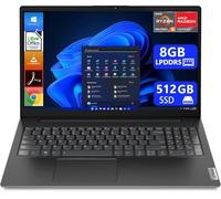 Lenovo Notebook Portatile, 15.6" Full HD, CPU AMD Ryzen 5 7520U fino a 4,3GHz, Ram 8GB LPDDR5, 512GB Ssd NVMe, Windows 11 Pro, Libre Office, Pronto All'Uso