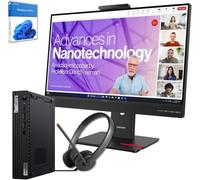 Lenovo PC Completo Ufficio Mini PC Intel core i5 10500T + Monitor 24" ThinkVision T24 web cam audio + Cuffie Essential - 16GB RAM 512GB SSD Nvme Windows 11 Pro Garanzia 36 Mesi