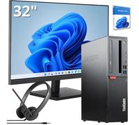 Lenovo Postazione ufficio completa Pc Desktop Intel Core i7 Fino a 4.70 Ghz | Ram 16GB | SSD 2000 GB | Monitor 32" FullHD con audio incluso Wifi Win 11 Cuffie Essential Stereo