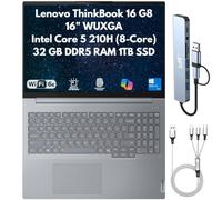 Lenovo ThinkBook 16 Gen 8 Business Laptop 2026, 16" WUXGA, Intel Core 5 210H 8-Core (Beats i5-13420H), 32GB DDR5 RAM, 1TB (2X 512GB) SSD, FPReader, Cam, RJ45, Wi-Fi 6E, tastiera retroilluminata, Win