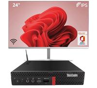Lenovo ThinkCentre Tiny Desktop PC Completo | Mini Computer | Core i5, 16GB RAM, 512GB SSD | WiFi, Bluetooth, Windows 11 Pro | Office 2021 (Ricondizionato) (PC+24")