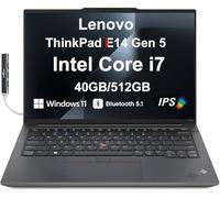 Lenovo ThinkPad E14 Gen 5 Business Laptop, Display IPS FHD+ da 14" (Intel i7-1355U (Beat Ryzen 7 7730U), 40 GB di RAM, SSD PCIe da 512 GB, Thunderbolt 4, WiFi 6E, webcam HD, Win 11 Pro) con hub USB