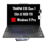 Lenovo ThinkPad E16 Business Laptop (16" FHD+ antiriflesso, Intel 13a generazione i5-1335U, 16GB RAM, SSD 1TB), tastiera retroilluminata, impronte digitali, hub IST, webcam FHD, Ethernet, Wi-Fi 6, Win