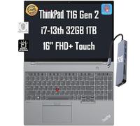 Lenovo ThinkPad T16 Gen 2 Business Laptop (16" FHD+ Touchscreen, Intel 10-Core i7-1355U, 32GB DDR5 RAM, 1TB SSD), Ethernet, retroilluminato, impronte digitali, webcam FHD, garanzia di 3 anni, Win 11