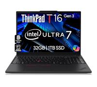 Lenovo ThinkPad T16 Gen 3 Business Laptop 16" FHD+ Display, Intel Ultra 7-155U (Beats i7-1355U), 32GB DDR5 RAM, 1TB SSD, 5MB Webcam, WiFi 6E + BT, RJ-45, HDMI, Win 11 Pro, AI Copilot - Nero