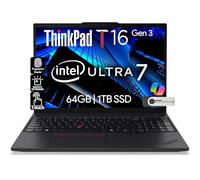 Lenovo ThinkPad T16 Gen 3 Business Laptop 16" FHD+ Display, Intel Ultra 7-155U (Beats i7-1355U), 64GB DDR5 RAM, 1TB SSD, 5MB Webcam, WiFi 6E + BT, RJ-45, HDMI, Win 11 Pro, AI Copilot - Nero