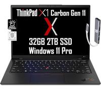 Lenovo ThinkPad X1 Carbon Gen 11 (touchscreen FHD+ da 14", Intel 10-Core i7-1365U, 32 GB di RAM, SSD da 2 TB), batteria a lunga durata di 13,5 ore, retroilluminato, impronte digitali, webcam FHD, hub