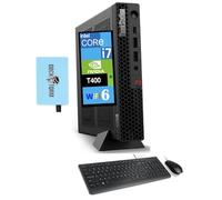 Lenovo ThinkStation P3 Tiny Workstation mini desktop (Intel i7-14700 vPro, grafica T400 4 GB, DDR5 da 16 GB, SSD PCIe da 512 GB, WiFi 6, BT 5.3, RJ-45, Win 11 Pro) con tastiera, mouse e espansore