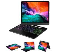 LENRICH Custodia per tastiera per iPad Pro 12,9" 6a generazione 2022 5a 2021/4a 2020/3a 2018 generazione, 360 rotazione wireless Folio 180 supporto girevole custodia rigida nera
