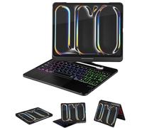 LENRICH Custodia per tastiera per iPad Pro 13 pollici M5 2025/M4 2024, 360 Rotabile Wireless Folio 180 Supporto Girevole Copertura Rigida Auto Sleep/Wake up Nero