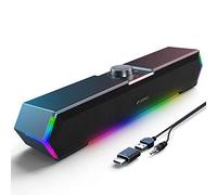 LENRUE Altoparlanti G11 per PC, per desktop, luci tattili, con suono nitido, alimentazione USB C/USB, per computer desktop, PC, laptop monitor