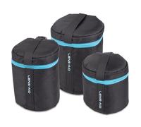 LENS-AID Custodia Obiettivo Imbottita con Zip - Borsa Protettiva, Protezione Totale per Obiettivi DSLR e Mirrorless, Set di 3 (XS, S, M)
