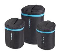 Lens-Aid custodia obiettivo set da 3 S M L con zip imbottite | Imbottitura 10 mm, interno in pile, esterno Cordura, zip, passante cintura e anello D